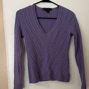 Ralph Lauren Lavender cashmere Cable-Knit V-Neck Sweater